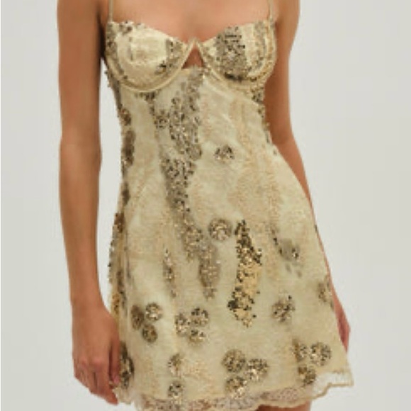 For the Love of Lemons Opal Gold Mini Dress - Picture 1 of 2